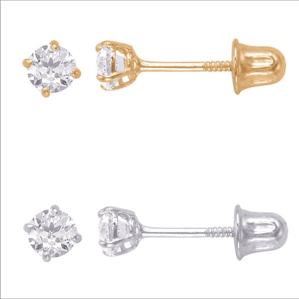 14k White Gold 3mm CZ Stud Earrings